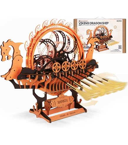 Amazon.com: ROBOTIME LK802 Viking Dragon Ship Mechanical Wooden